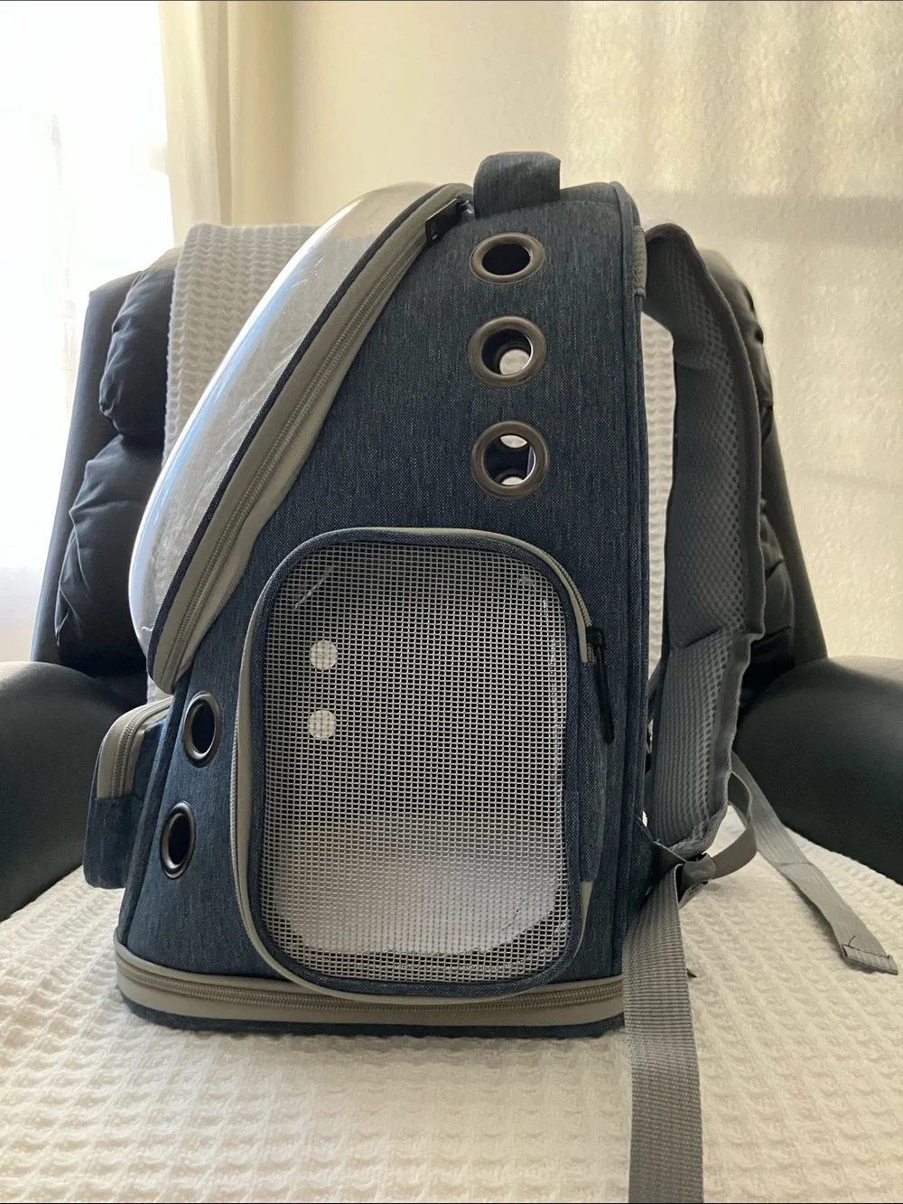 Blue Gray Bubble Backpack Pet Carrier